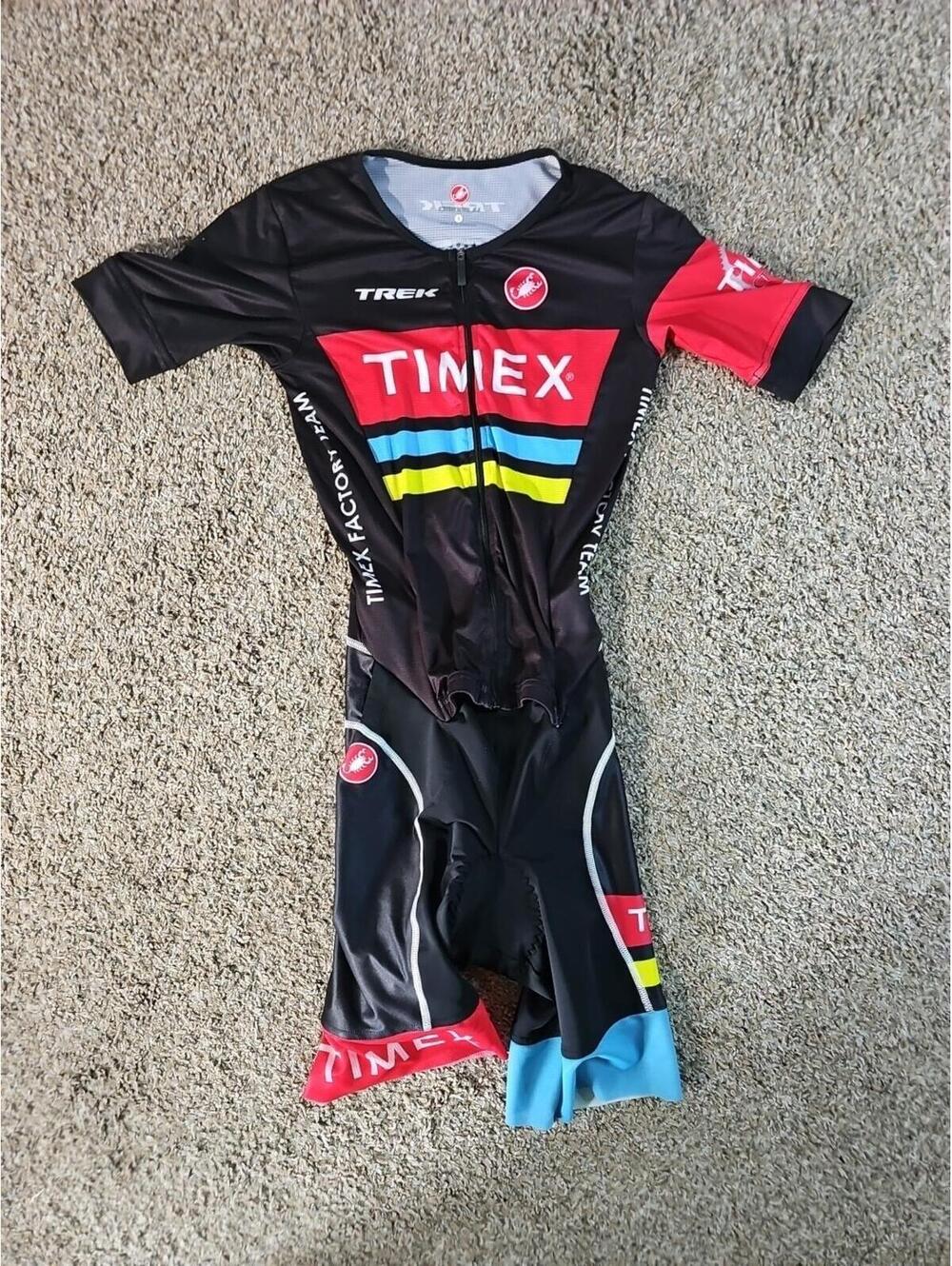 TREK Timex One Piece Padded Racing Jersey Shorts Small